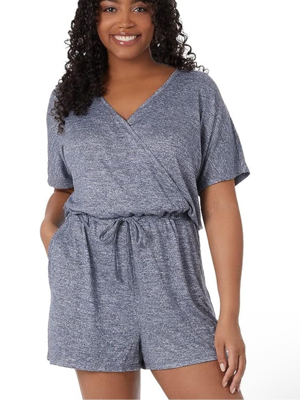 32 Degrees Heathered Blue Wrap Romper